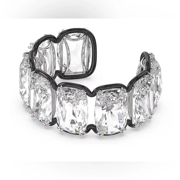 Swarovski Harmonia cuffOversized floating crystals, White, Mixed metal